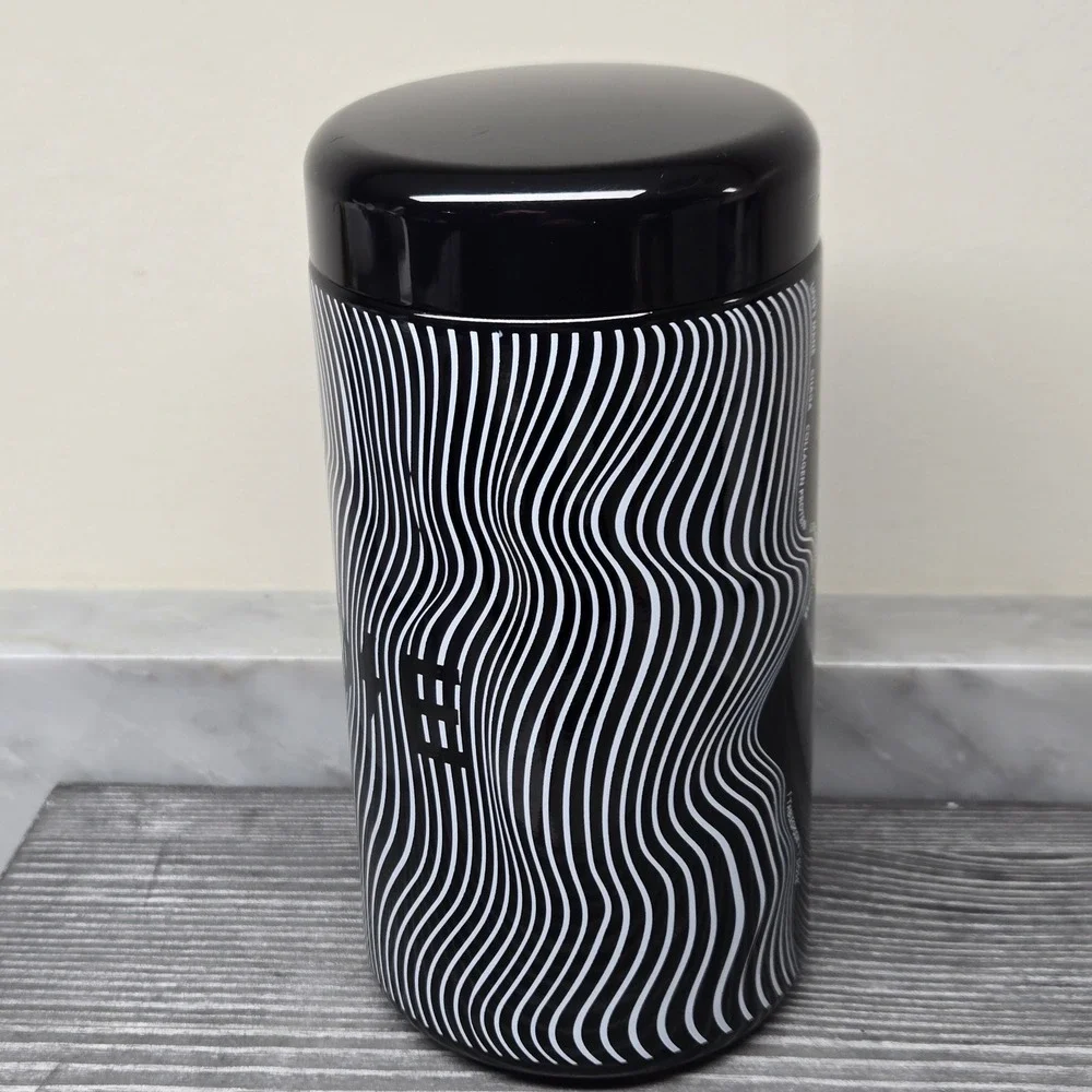 Everyday‎ Dose Mushroom Coffee UV Glass Jar Black White Wavy Storage Canister - Picture 4 of 11